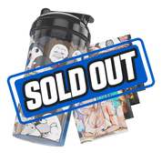 Mousepad with cartoon characters wearing cowboy hats and one in knight armor holding a shovel on a light background.