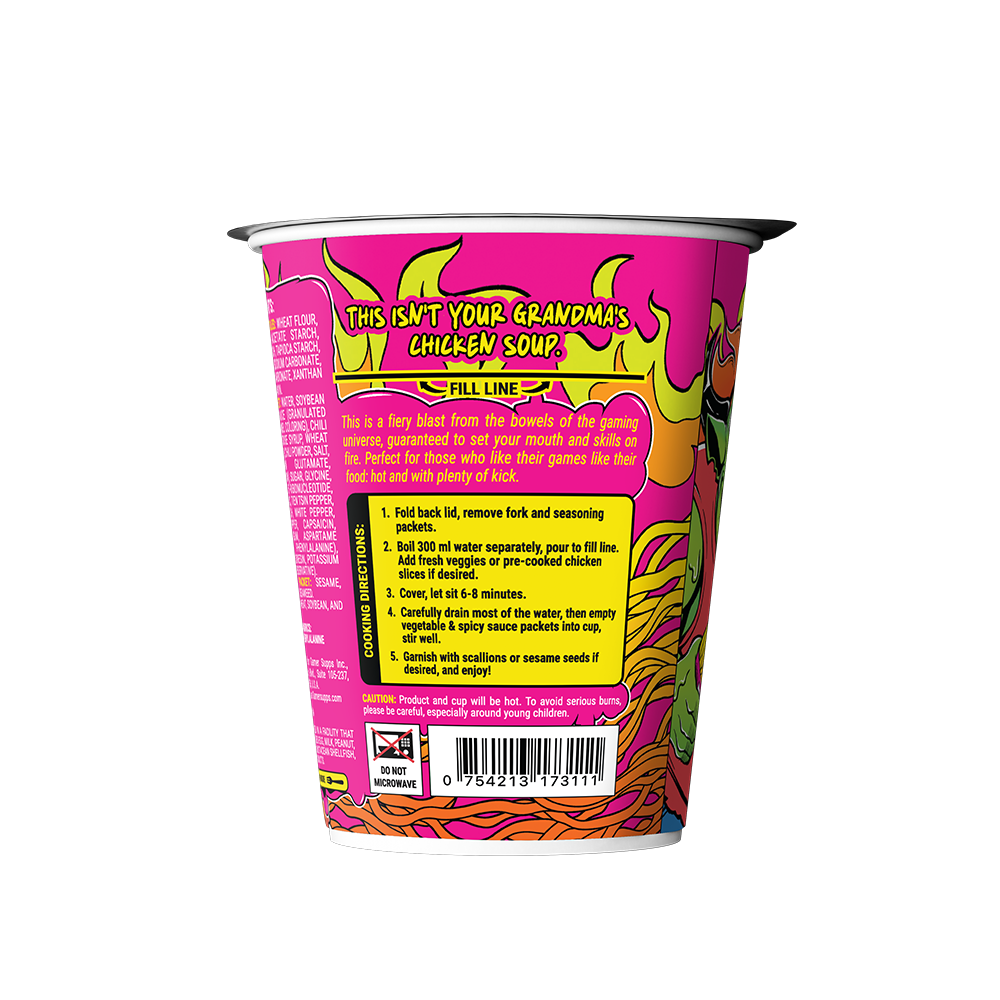 Gamer Soups Instant Noodles - Meat Sweats (Single Cup) - Gamer Supps
