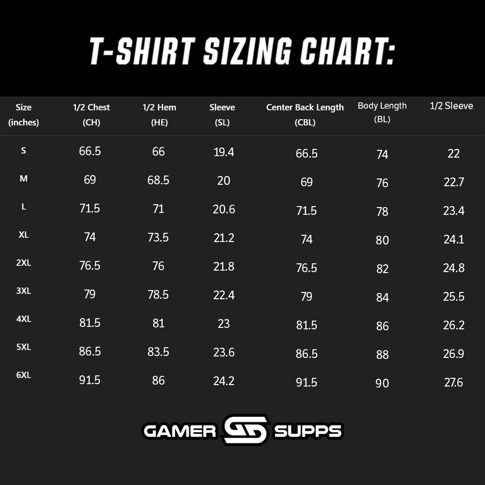 Waifu Shirt: Fixed Me Size Chart
