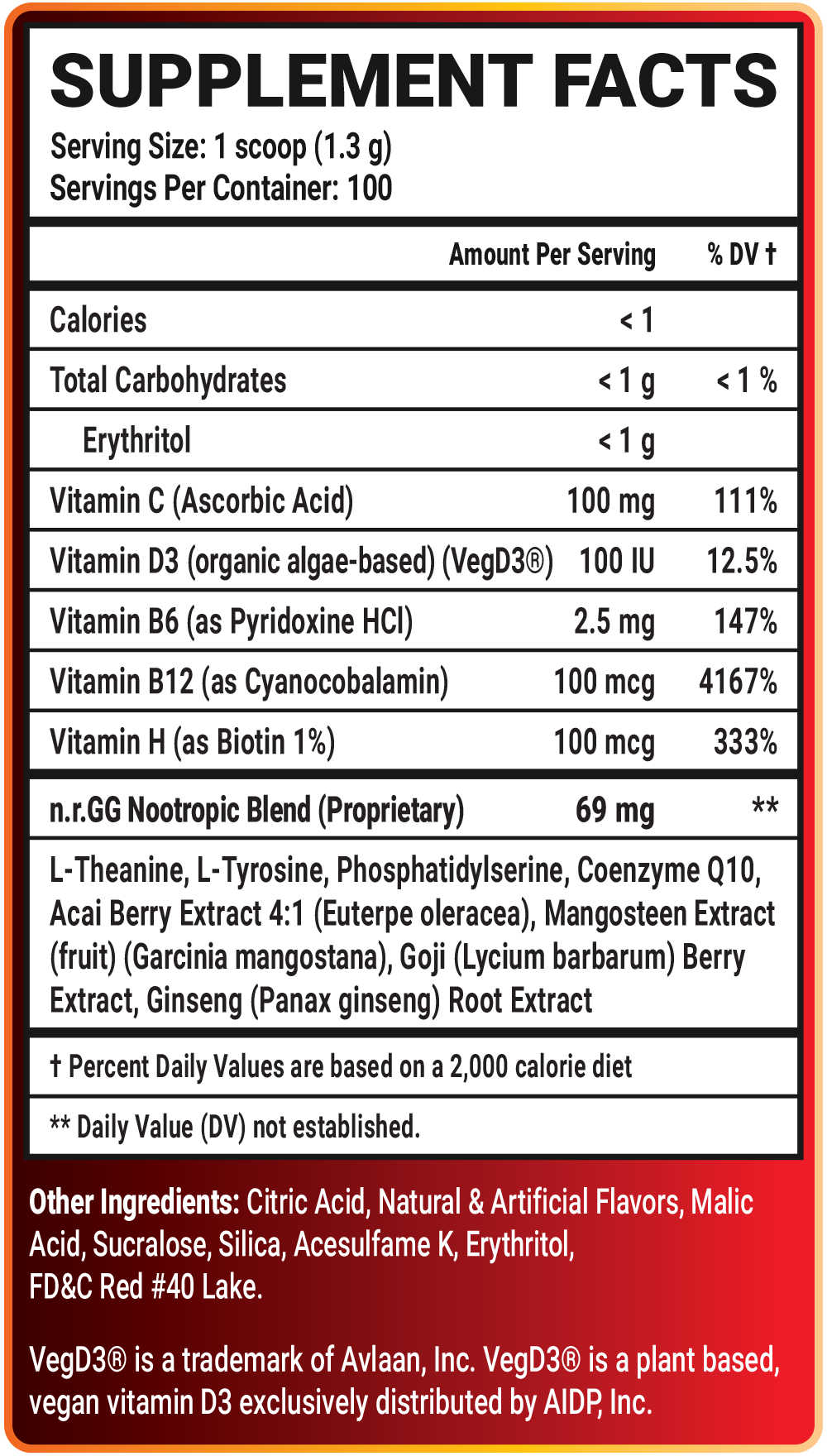 Burning Dragon Punch Caffeine Free - 100 Servings View Supplement Facts
