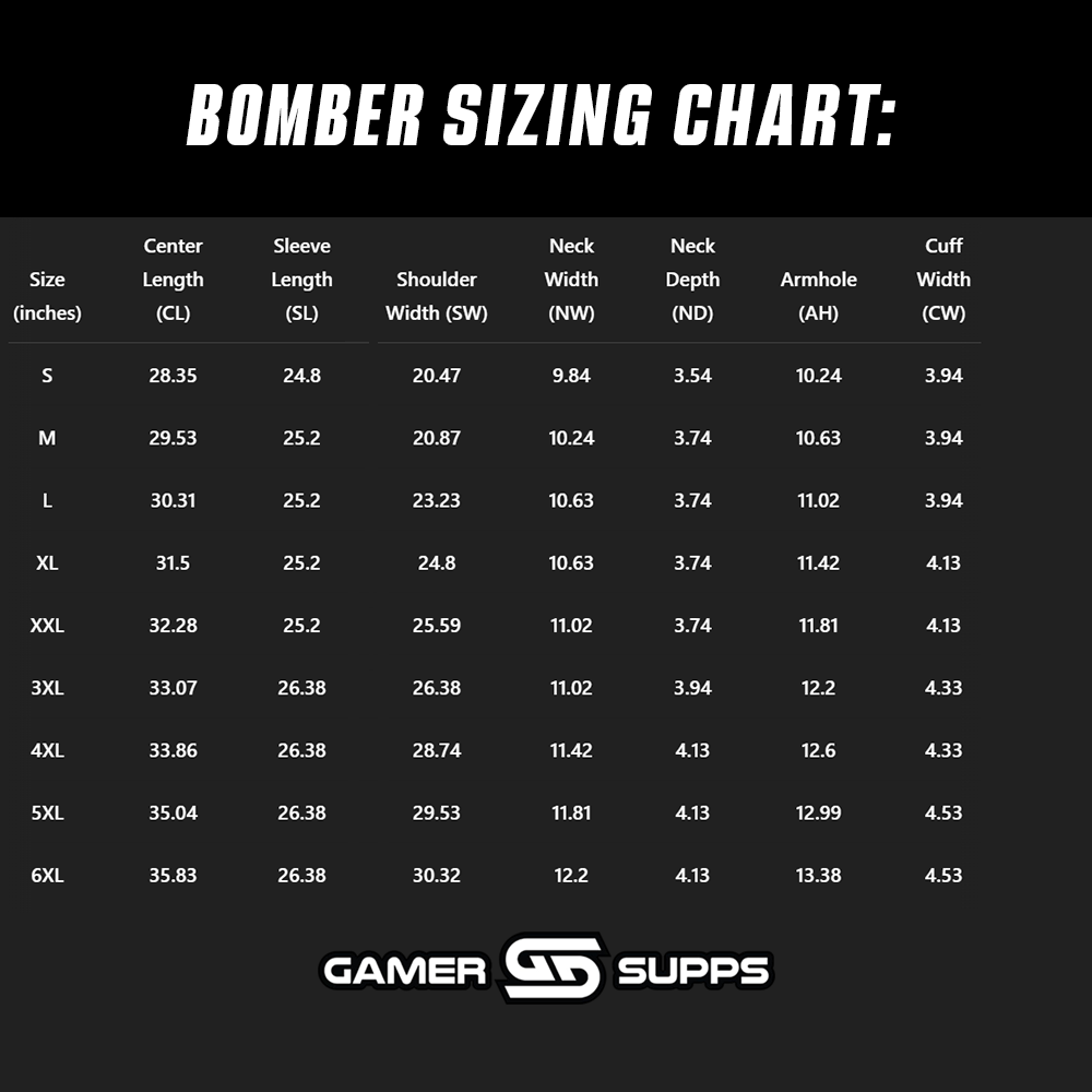 Bao: Casual Date Reversible Bomber Size Chart