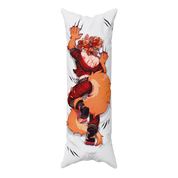 A long white body pillow featuring a detailed graphic print of an anime character with orange fur, red clothing, and clawed hands, shown against a plain white background.