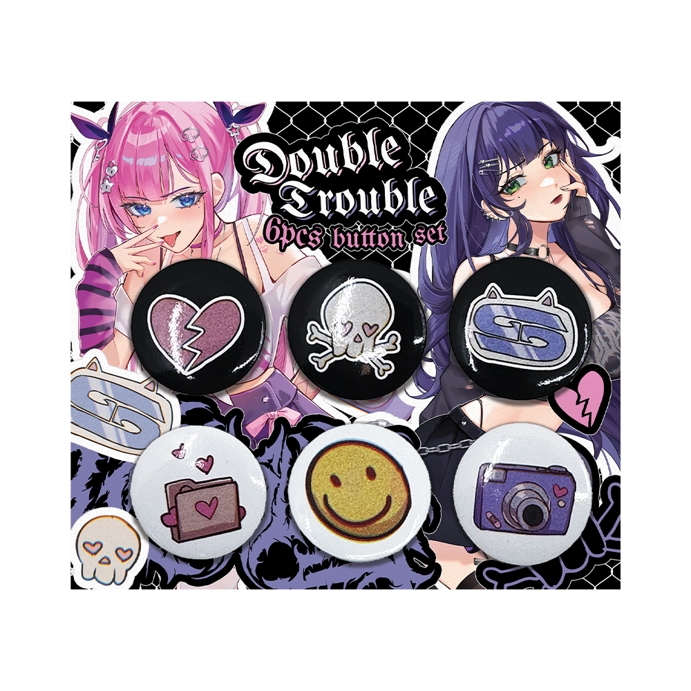 Two Time Button Pin Double Trouble: Button Pin Set - Gamer Supps