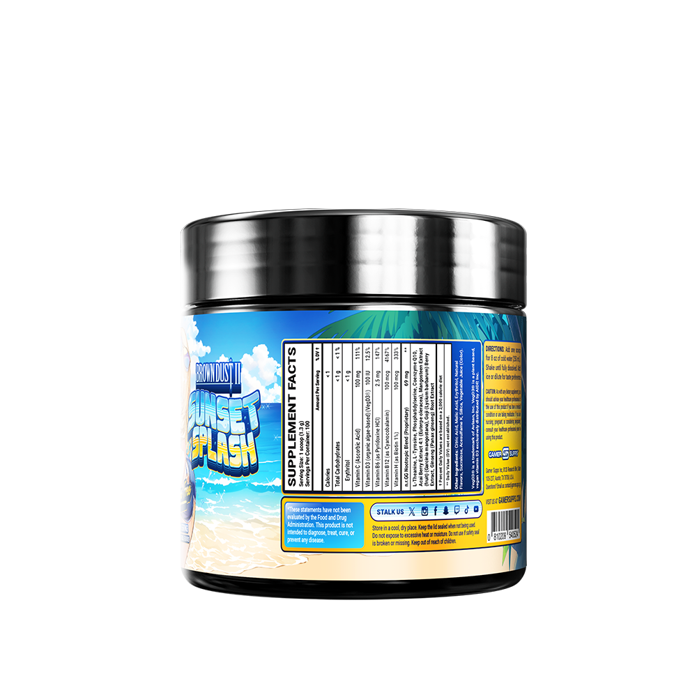 Brown Dust 2: Sunset Splash Caffeine Free - 100 Servings - Gamer Supps Brown Dust 2: Sunset Splash Caffeine Free - 100 Servings - Gamer Supps