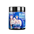 Black supplement jar with a blue label showing detailed nutritional facts and usage instructions on the back.