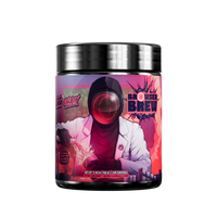Black supplement container with detailed white nutrition facts and red and purple label accents from Gamer Supps.