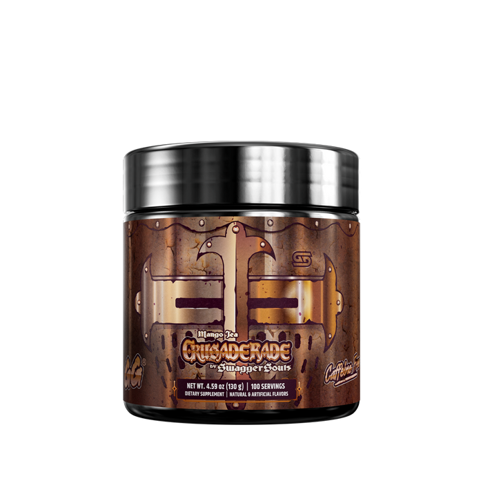 Dark brown supplement container with silver lid showing detailed nutrition facts and directions label