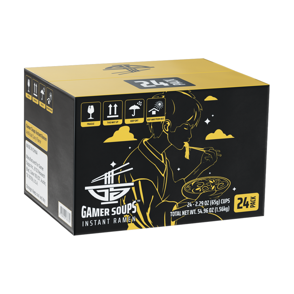 Gamer Soups Instant Noodles - Curry (24 Cup Box) - Gamer Supps