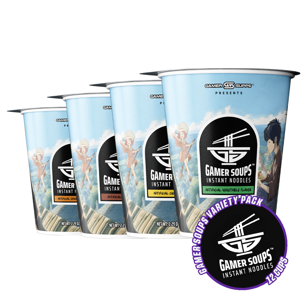 Gamer Soups Instant Noodles - Variety Pack (12 Cup Box) - Gamer Supps