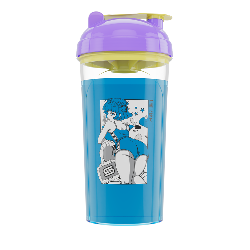 Front of Pillow Talk Shaker Filled with Blue Liquid showing Waifu Design Transparency