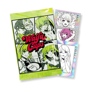 Waifu Cups Sticker Pack Seasons 1-3 tilted over 3 rare stickers