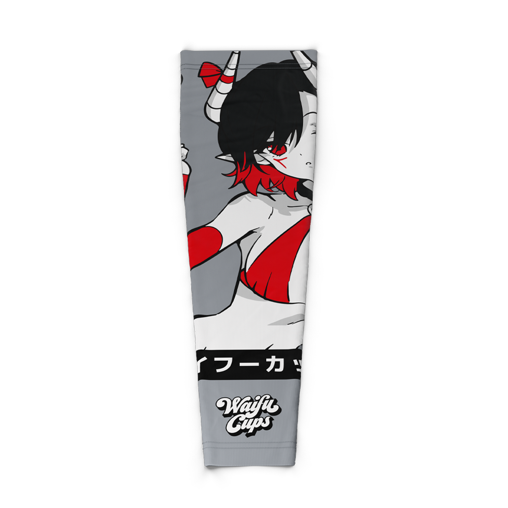 Succubus Gaming Sleeve Flattened to show graphic and Waifu Cups Logo