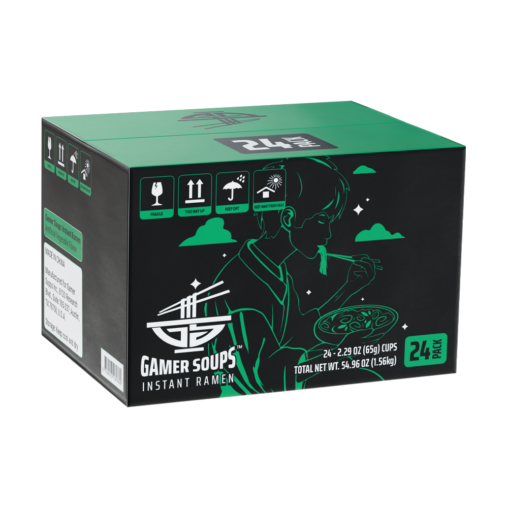 Gamer Soups Instant Noodles - Vegetable (24 Cup Box) - Gamer Supps