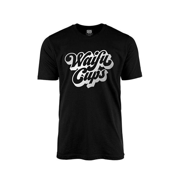 Black Waifu Cup T-Shirt with Reflective Design