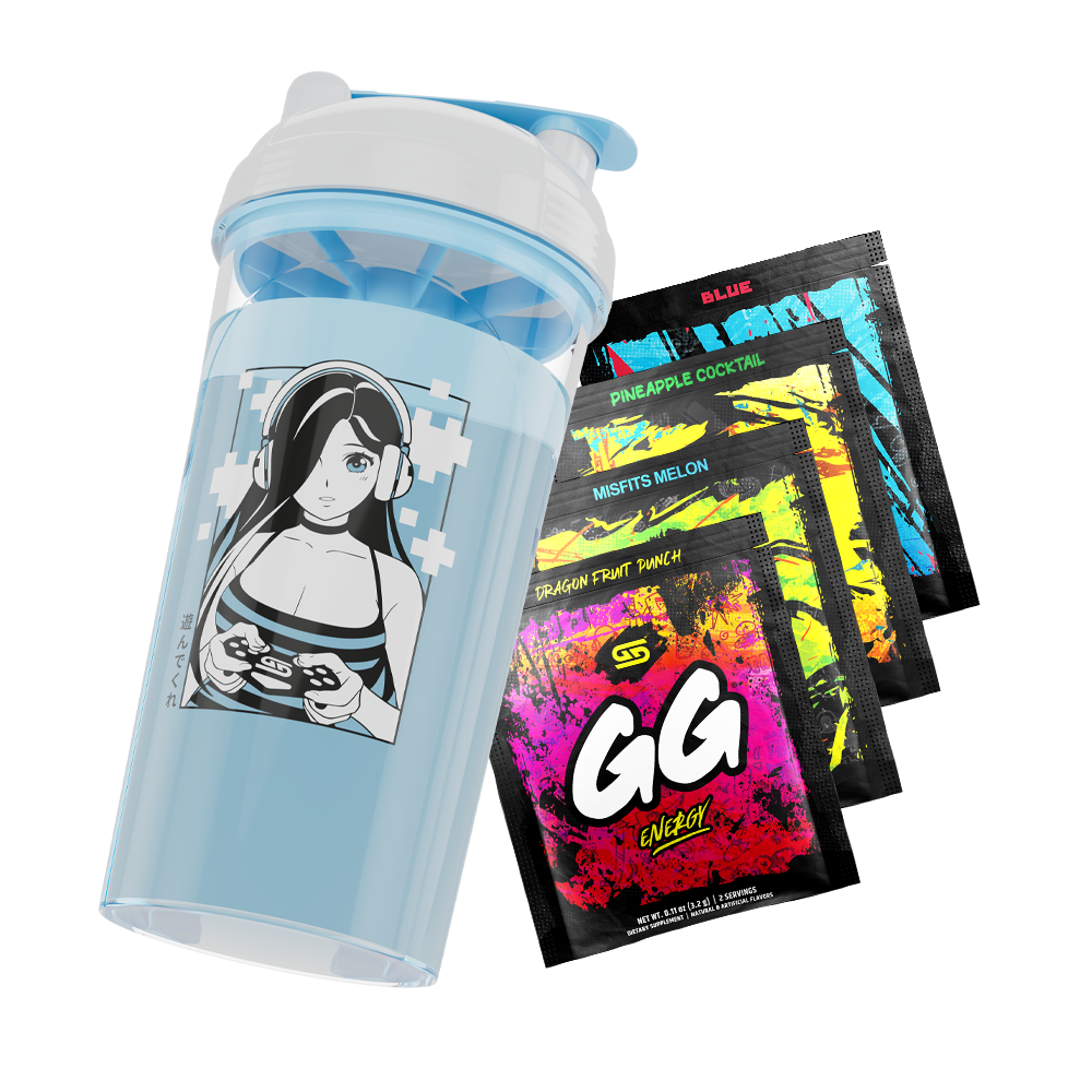 Waifu Cup S4.4 Gamer Girl tilted right over 4 free sample packs