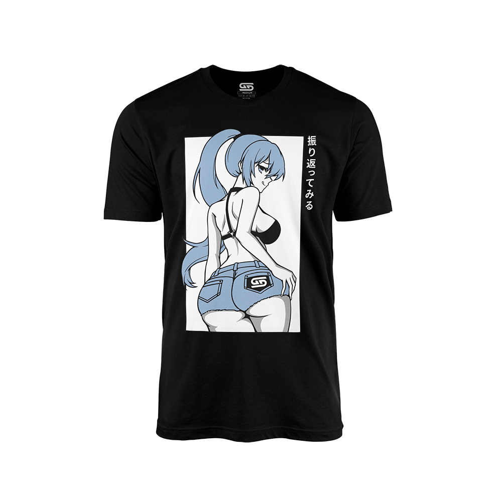 Black Gamer Supps waifu shirt with temptation design on the front